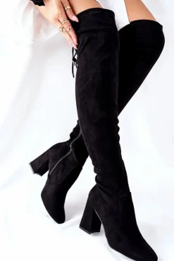 Best Boto Kozaki Na Słupku Zamszowe Czarne Agaloa