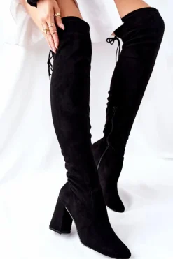 Best Boto Kozaki Na Słupku Zamszowe Czarne Agaloa