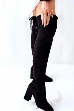 Best Boto Kozaki Na Słupku Zamszowe Czarne Agaloa