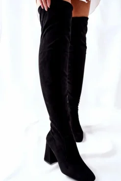 Best Boto Kozaki Na Słupku Zamszowe Czarne Agaloa