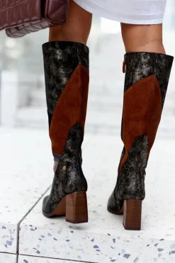 Damskie Maciejka Kozaki Na Suwak Brązowe 05240-02