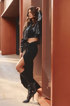 Damskie Damskie buty S.Barski Kozaki Na Szpilce Przed Kolano Skórzane S.Barski MR870-59 Czarne