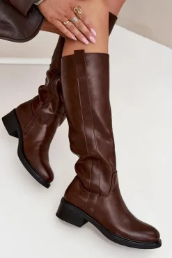 Boto Kozaki Przed Kolano|Kozaki Na Obcasie*Kozaki Oficerki Damskie Na Niskim Obcasie Ocieplane Brązowe Averna Brązowy