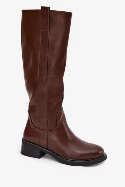 Boto Kozaki Przed Kolano|Kozaki Na Obcasie*Kozaki Oficerki Damskie Na Niskim Obcasie Ocieplane Brązowe Averna Brązowy