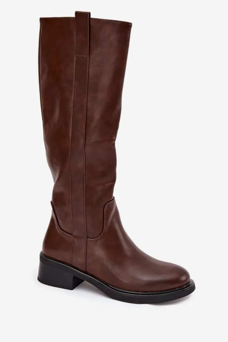 Boto Kozaki Przed Kolano|Kozaki Na Obcasie*Kozaki Oficerki Damskie Na Niskim Obcasie Ocieplane Brązowe Averna Brązowy