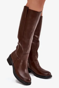 Boto Kozaki Przed Kolano|Kozaki Na Obcasie*Kozaki Oficerki Damskie Na Niskim Obcasie Ocieplane Brązowe Averna Brązowy