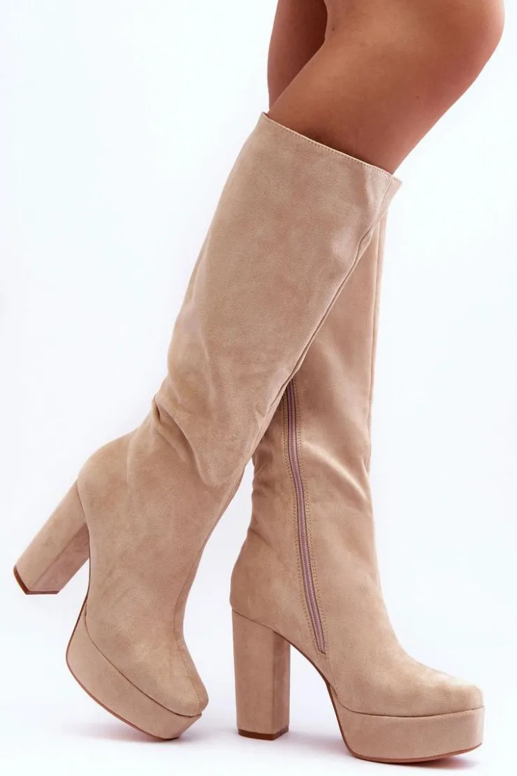 Boto Kozaki Przed Kolano|Kozaki Na Obcasie*Kozaki Przed Kolano Na Obcasie I Platformie Beżowe Baldrema