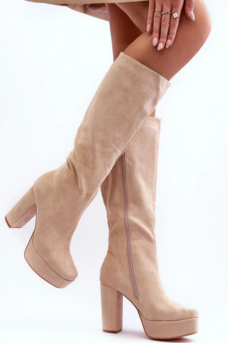 Boto Kozaki Przed Kolano|Kozaki Na Obcasie*Kozaki Przed Kolano Na Obcasie I Platformie Beżowe Baldrema