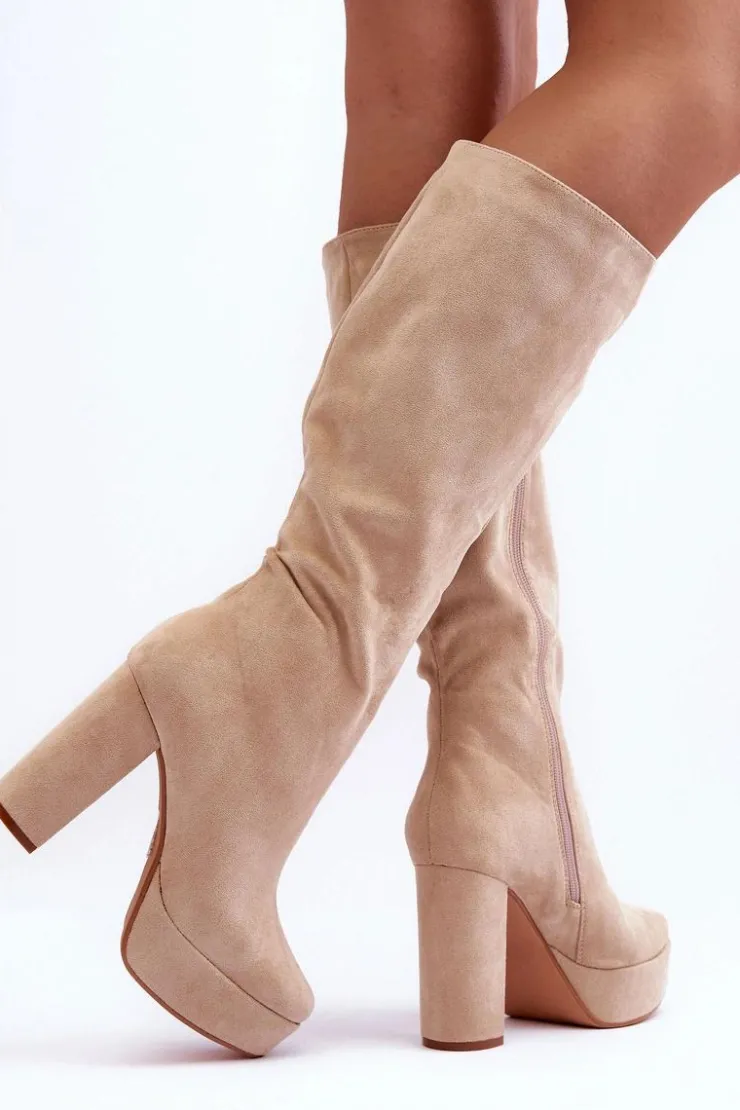 Boto Kozaki Przed Kolano|Kozaki Na Obcasie*Kozaki Przed Kolano Na Obcasie I Platformie Beżowe Baldrema