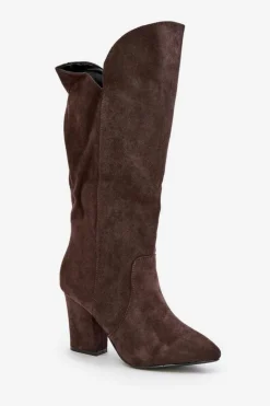 Boto Kozaki Na Słupku|Kozaki Przed Kolano*Kozaki Przed Kolano Na Słupku Z Eko Zamszu Brązowe Clorira