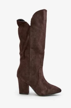 Boto Kozaki Na Słupku|Kozaki Przed Kolano*Kozaki Przed Kolano Na Słupku Z Eko Zamszu Brązowe Clorira