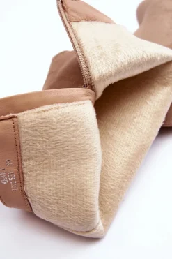 Online Boto Kozaki Przed Kolano Zamszowe Na Obcasie Beżowe Inatris