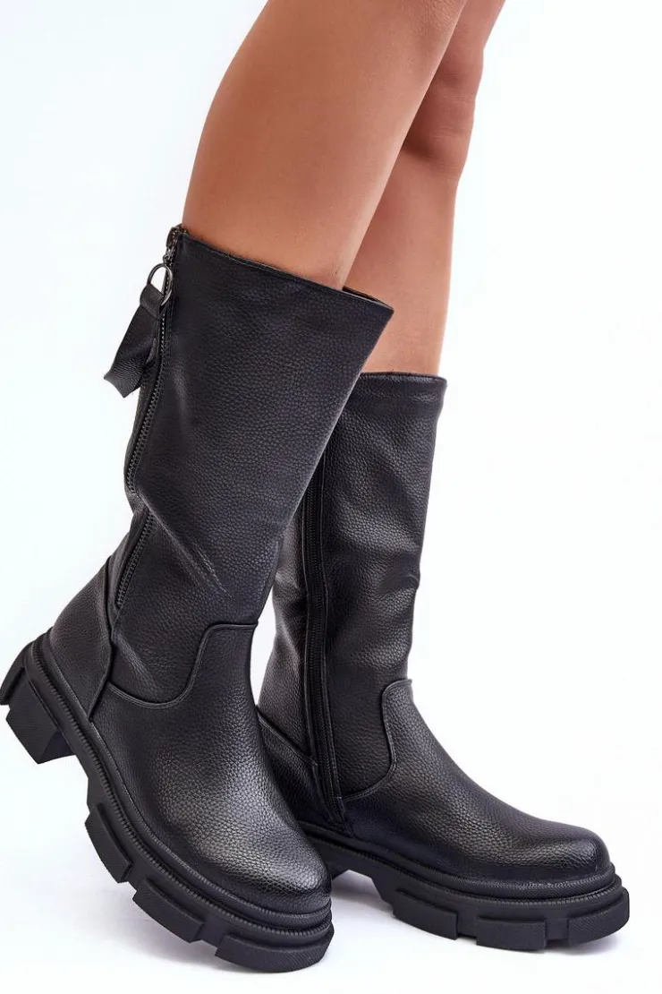 Boto Kozaki Płaskie|Kozaki Przed Kolano*Kozaki Z Cholewką Do Połowy Łydki Czarne Lizames