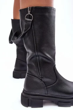 Boto Kozaki Płaskie|Kozaki Przed Kolano*Kozaki Z Cholewką Do Połowy Łydki Czarne Lizames