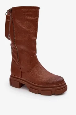 Boto Kozaki Płaskie|Kozaki Przed Kolano*Kozaki Z Cholewką Do Połowy Łydki Brązowe Lizames