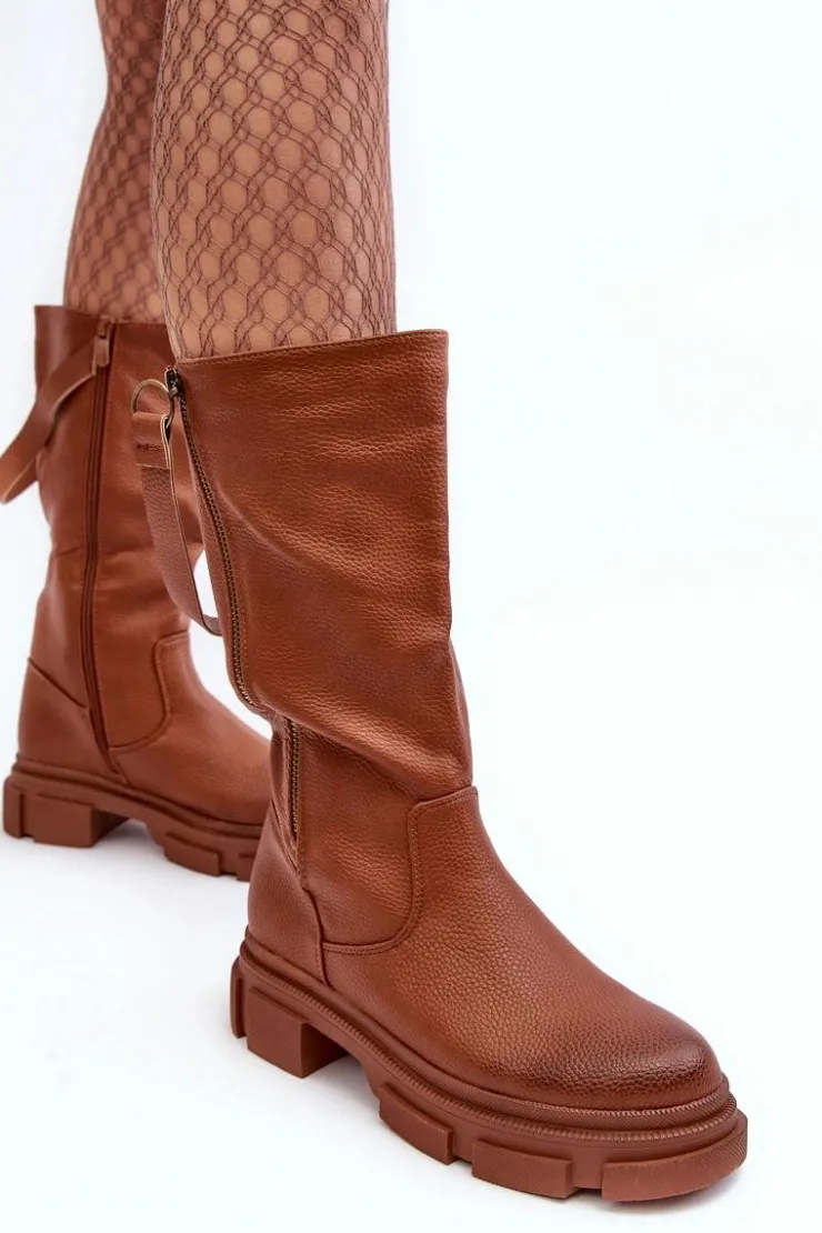 Boto Kozaki Płaskie|Kozaki Przed Kolano*Kozaki Z Cholewką Do Połowy Łydki Brązowe Lizames