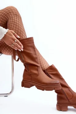 Boto Kozaki Płaskie|Kozaki Przed Kolano*Kozaki Z Cholewką Do Połowy Łydki Brązowe Lizames