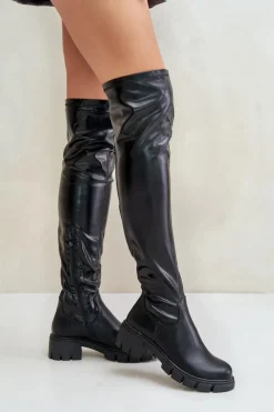 Boto Kozaki Za Kolano Na Płaskim Obcasie Z Eko Skóry Mesiga