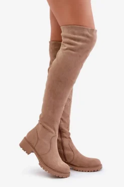 Boto Muszkieterki|Kozaki Płaskie*Kozaki Za Kolano Na Płaskim Obcasie Beżowe Filora