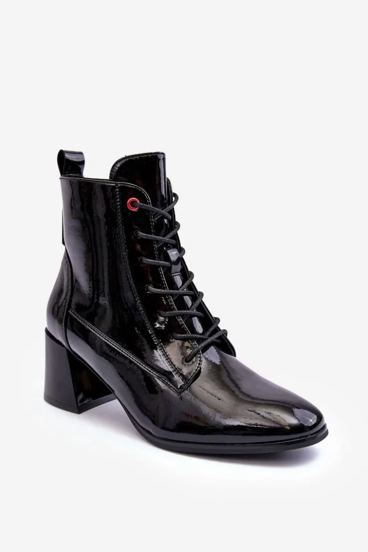 Damskie Buty damskie Vinceza Lakierowane Botki Na Słupku Czarne Basciano