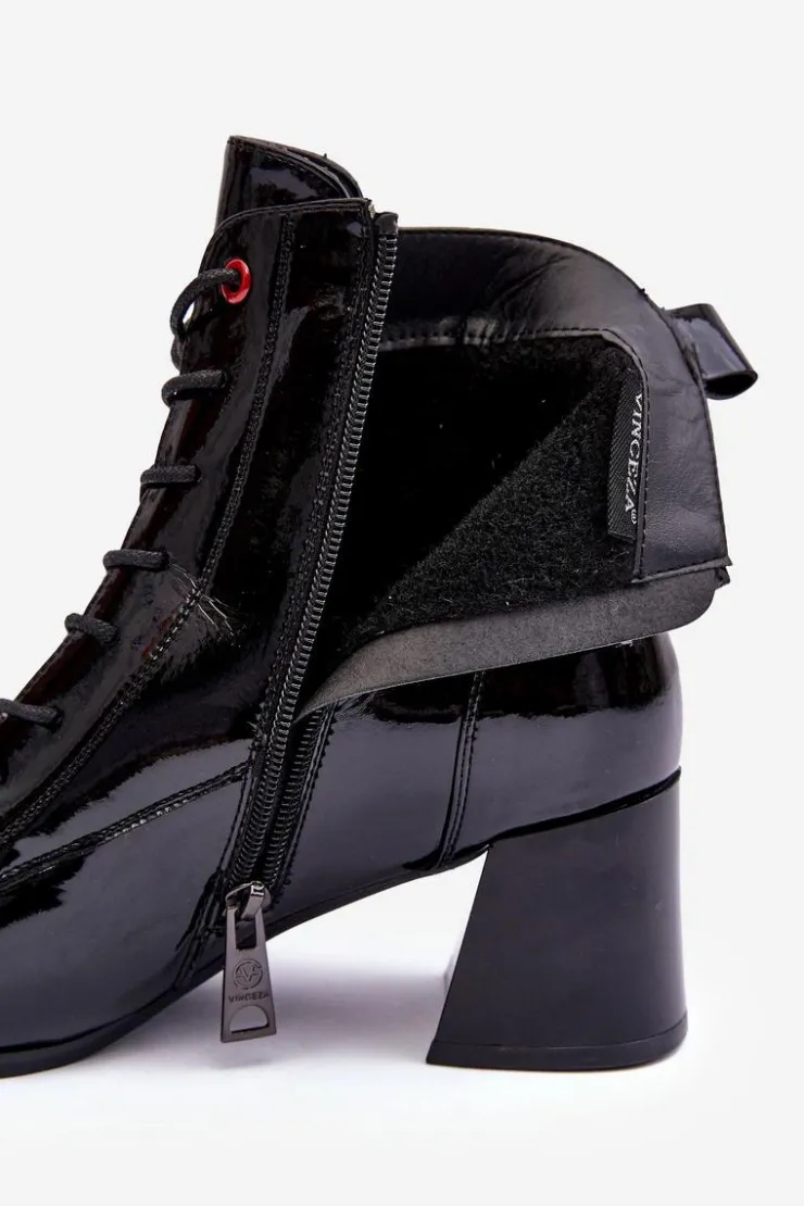 Damskie Buty damskie Vinceza Lakierowane Botki Na Słupku Czarne Basciano