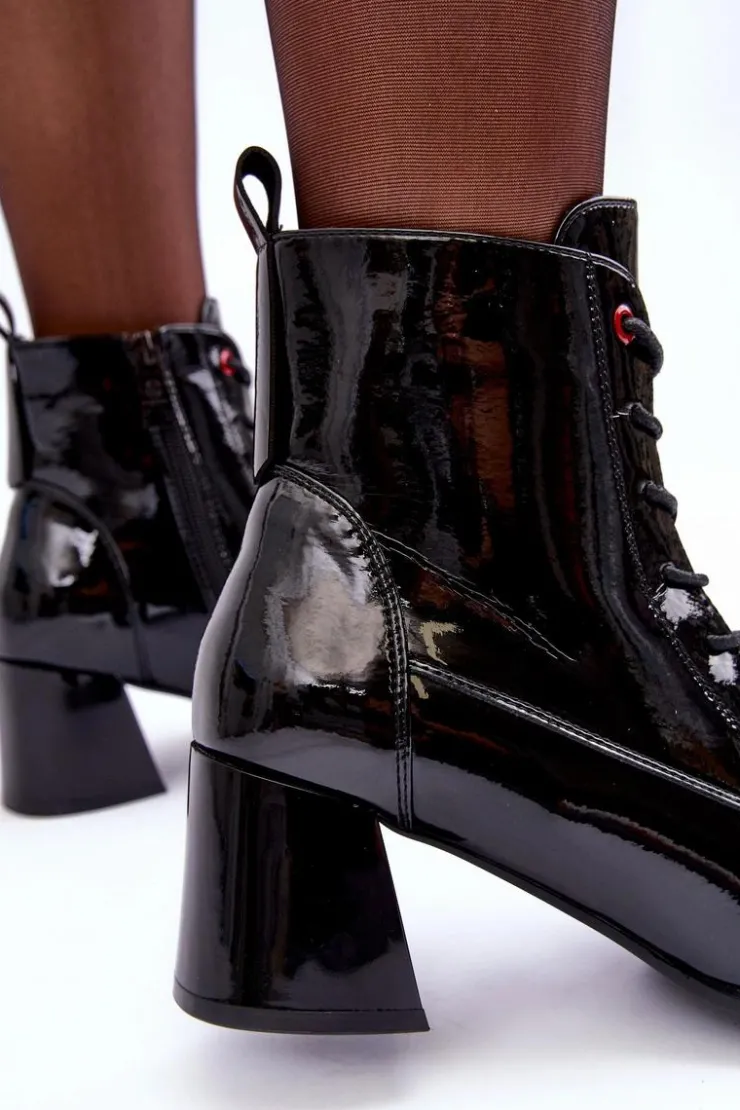 Damskie Buty damskie Vinceza Lakierowane Botki Na Słupku Czarne Basciano