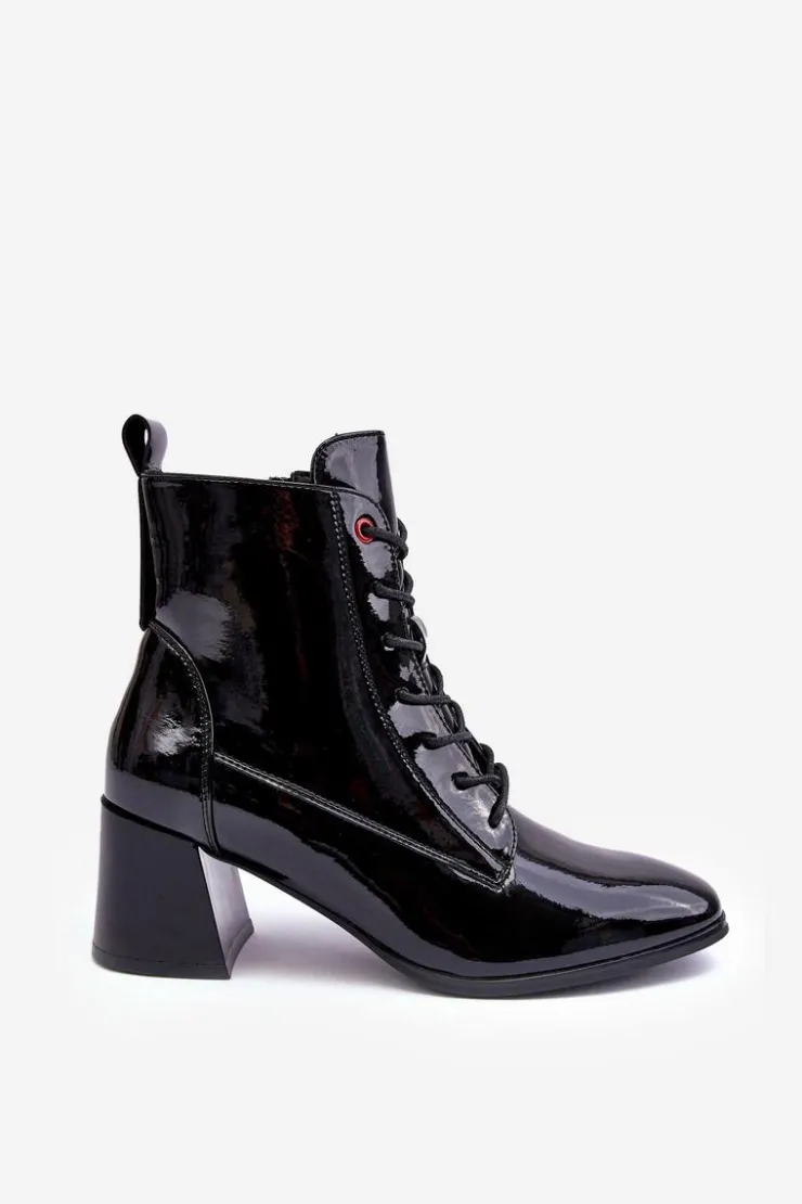 Damskie Buty damskie Vinceza Lakierowane Botki Na Słupku Czarne Basciano