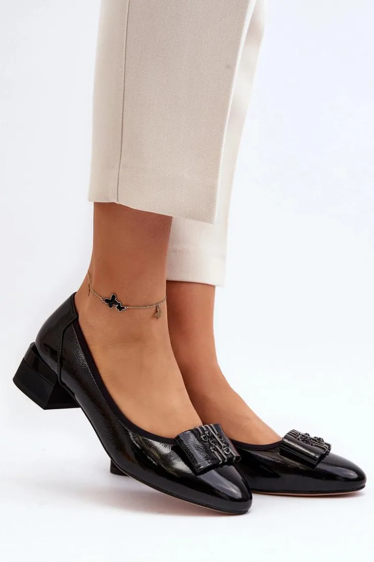 Buty damskie Vinceza Czółenka Na Słupku|Czółenka Klasyczne*Lakierowane Czółenka Na Klocku Czarne Ilvanna