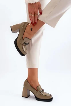 Buty damskie Vinceza Czółenka Na Platformie|Czółenka Na Słupku*Lakierowane Czółenka Na Masywnym Obcasie Zielone Terimene Zielony