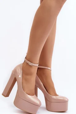 Boto Czółenka Na Platformie|Czółenka Na Słupku*Lakierowane Czółenka Na Masywnej Platformie I Słupku Beżowe Ninames