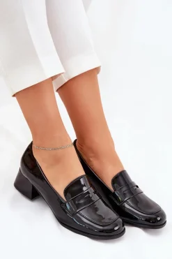 Best Boto Lakierowane Czółenka Na Niskim Obcasie Czarne Selenith