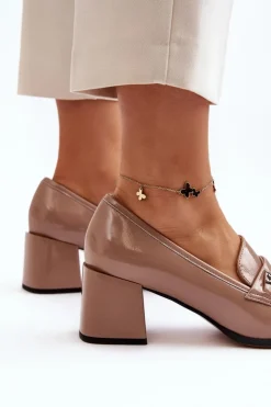 Buty damskie Vinceza Czółenka Na Słupku|Czółenka Klasyczne*Lakierowane Czółenka Na Obcasie Beżowe Felicijana