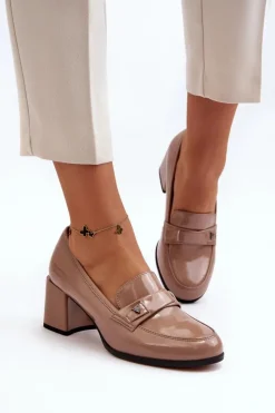 Buty damskie Vinceza Czółenka Na Słupku|Czółenka Klasyczne*Lakierowane Czółenka Na Obcasie Beżowe Felicijana