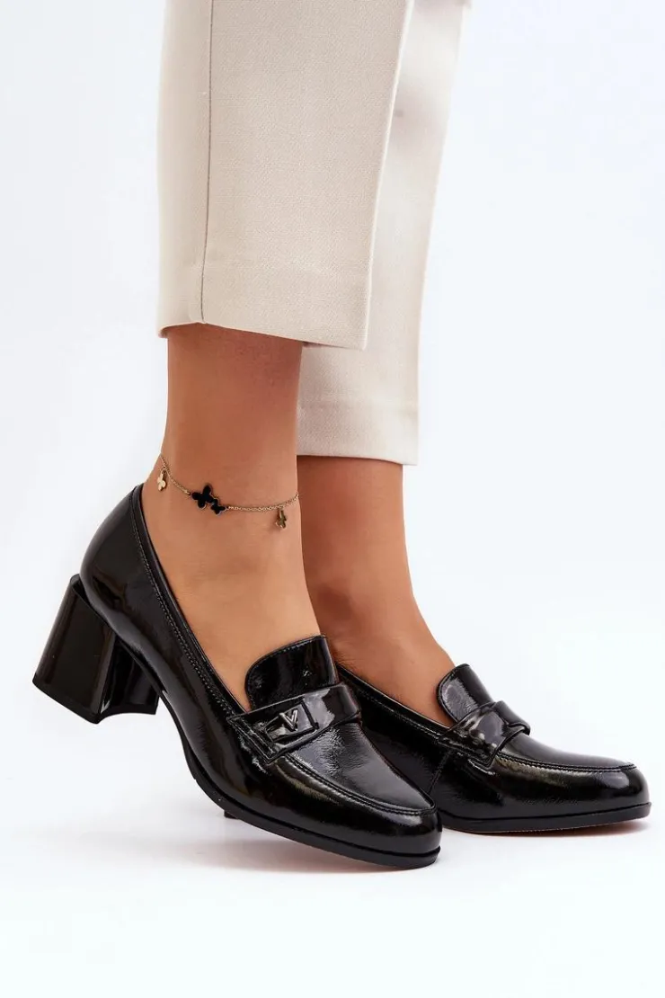 Damskie Buty damskie Vinceza Lakierowane Czółenka Na Obcasie Czarne Felicijana