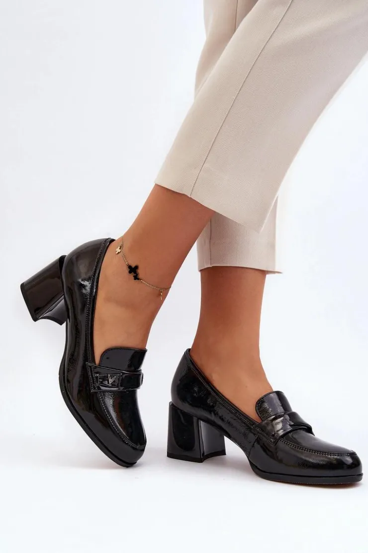 Damskie Buty damskie Vinceza Lakierowane Czółenka Na Obcasie Czarne Felicijana