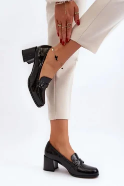 Damskie Buty damskie Vinceza Lakierowane Czółenka Na Obcasie Czarne Felicijana