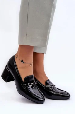 Buty damskie Vinceza Czółenka Na Słupku|Czółenka Klasyczne*Lakierowane Czółenka Na Słupku Czarne Idona