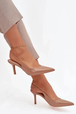 Boto Szpilki Lakierowane|Czółenka Klasyczne*Lakierowane Czółenka Na Szpilce Ciemnobeżowe Phelia Beżowy