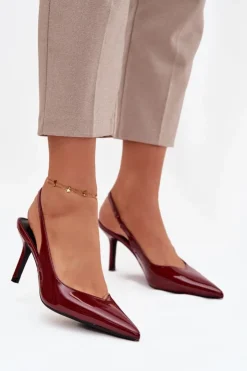 Boto Szpilki Lakierowane|Czółenka Klasyczne*Lakierowane Czółenka Na Szpilce Bordowe Phelia Czerwony