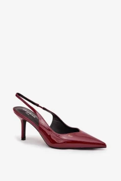 Boto Szpilki Lakierowane|Czółenka Klasyczne*Lakierowane Czółenka Na Szpilce Bordowe Phelia Czerwony