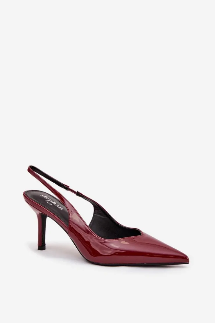 Boto Szpilki Lakierowane|Czółenka Klasyczne*Lakierowane Czółenka Na Szpilce Bordowe Phelia Czerwony