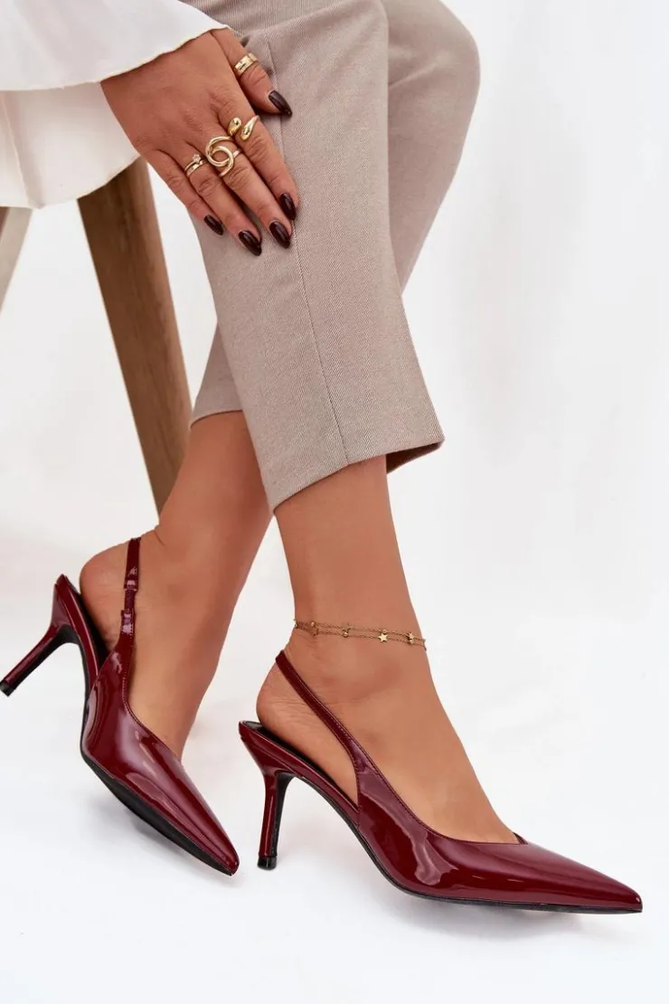 Boto Szpilki Lakierowane|Czółenka Klasyczne*Lakierowane Czółenka Na Szpilce Bordowe Phelia Czerwony