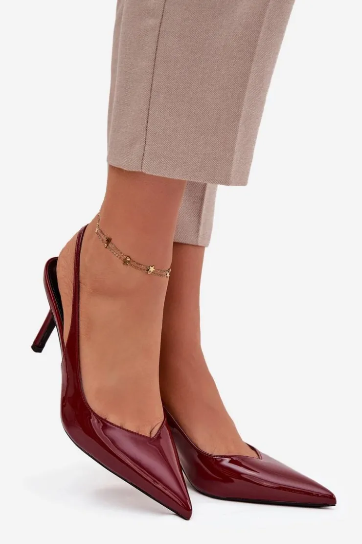 Boto Szpilki Lakierowane|Czółenka Klasyczne*Lakierowane Czółenka Na Szpilce Bordowe Phelia Czerwony