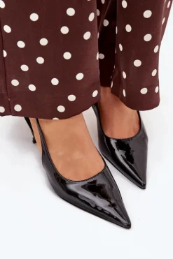 Boto Szpilki Lakierowane|Czółenka Klasyczne*Lakierowane Czółenka Na Szpilce Z Odkrytą Piętą Czarne Talira Czarny