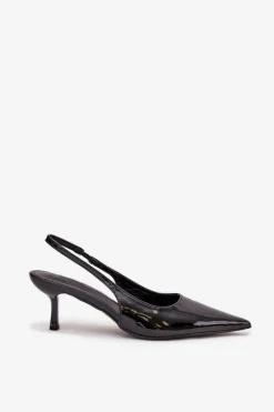 Boto Szpilki Lakierowane|Czółenka Klasyczne*Lakierowane Czółenka Na Szpilce Z Odkrytą Piętą Czarne Talira Czarny