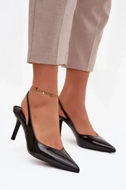 Sale Boto Lakierowane Czółenka Na Szpilce Czarne Phelia Czarny
