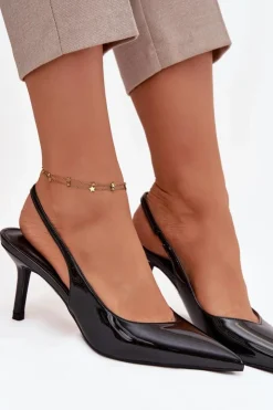 Sale Boto Lakierowane Czółenka Na Szpilce Czarne Phelia Czarny
