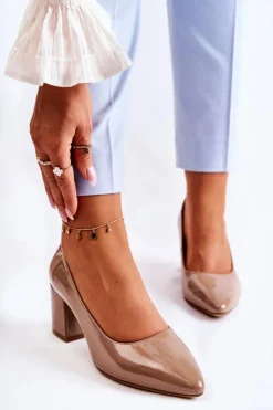 Hot Buty Sergio Leone Lakierowane Czółenka Sergio Leone PB411 Brązowe