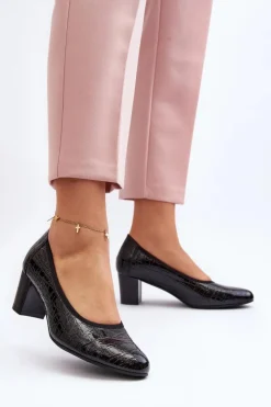 Sale Buty damskie Vinceza Lakierowane Czółenka Z Tłoczeniem Czarne Cynania