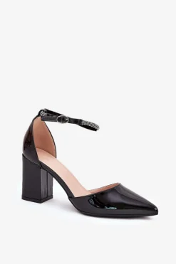 Boto Czółenka Na Słupku|Czółenka Klasyczne*Lakierowane Czółenka Ze Szpiczastymi Noskami Na Słupku Czarne Nossabel